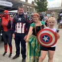 Coun Sean Gibbons with superheroes