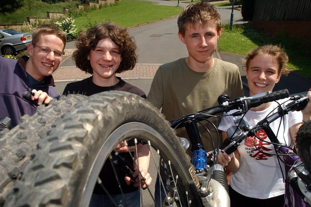 Coast to Coast cycling beckoned for these Tapton School pupils in aid of the Weston Park Hospital, left to right, David Fleetwood, Jamie Hughes, Stephen Heeley and Amy Lyon in 2003
