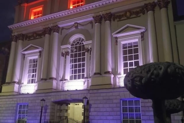 The Mansion House glowed in red, white and blue.