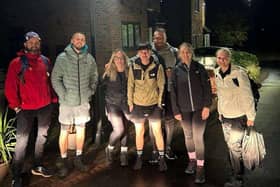 The group of friends walked from Thorne to Mam Tor in the Peak District - and then scaled the hill to complete the challenge.
