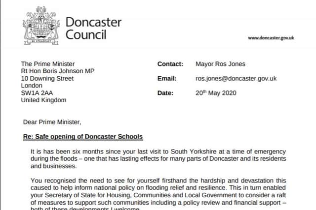 Mayor Ros Jones letter to Boris Johnson