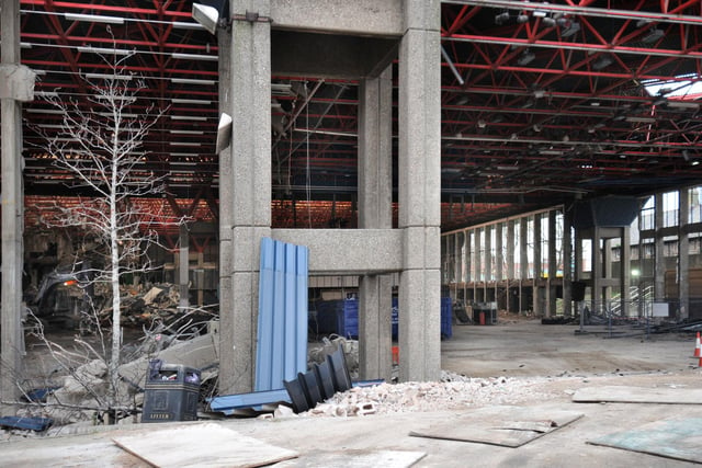 Demolition work under way on Crowtree Leisure Centre in 2013.