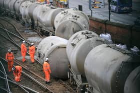 Freight train derailment at Sheffield train station.
Picture: Chris Etchells