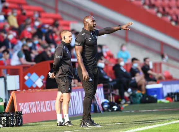 Darren Moore guides his Doncaster Rovers side at Charlton. Picture: Howard Roe/AHPIX