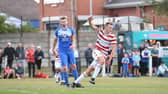 Jack Goodman celebrates scoring against Armthorpe Welfare during pre-season.