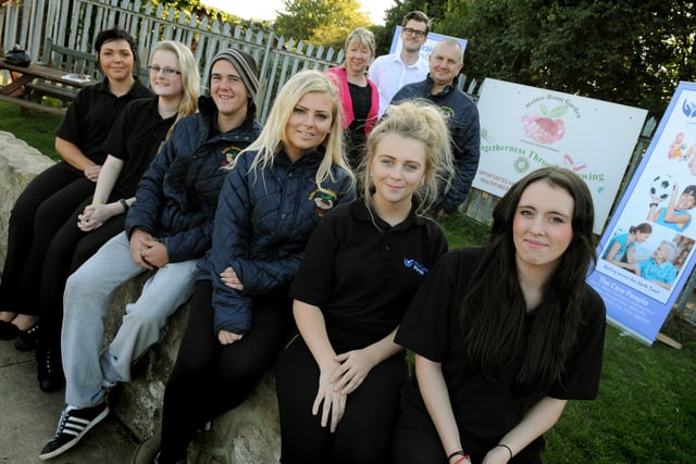 Laura Watling, Natalie New, Keegan Cairns, Jade Duffy, Krissy Robinson, and Abbie Bonar were all pictured in this photo which promoted apprenticeships in 2014. 
Joining them were  Training In Care Chief Executive Dr Angela Brown, The Care People business development manager Craig Llewellyn and Holder House Allotment project manager Chris Convery.