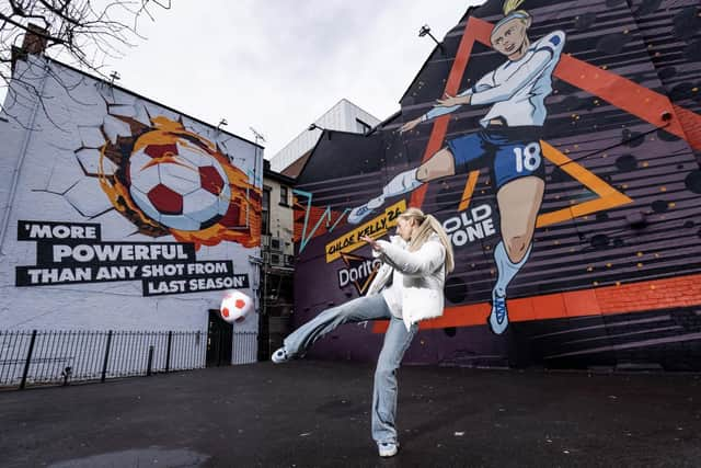 2,774 square foot mural of Lioness Chloe Kelly is unveiled by Doritos as nation calls for more female athletes to be celebrated.