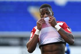 Omar Bogle shows his frustration as another chance goes begging for Rovers at Ipswich. Picture: Howard Roe/AHPIX
