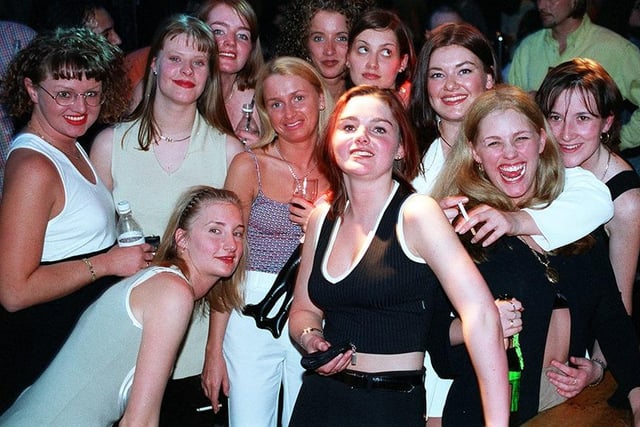 Enjoying a night out at the Karisma nightclub in April 1997