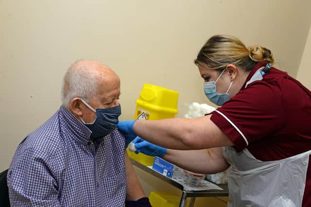 Ralph Coleman, of Doncaster, came to recieve the vaccine with his wife Marlene. Picture: NDFP-15-12-20-CovidVaccine 8-NMSY