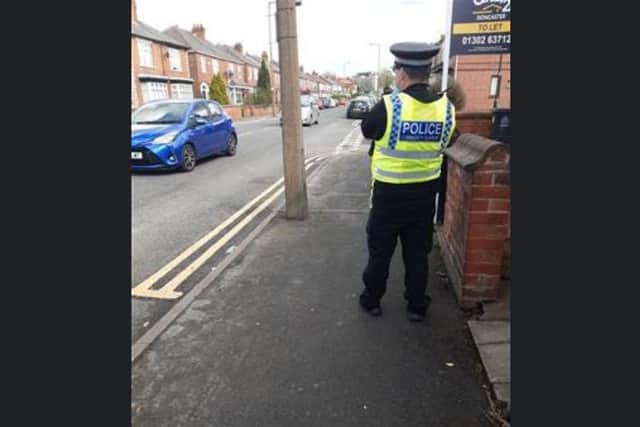Police on Wentworth Road, Doncaster, today