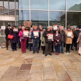 Campaigner's and councillors outside Doncaster Council's Waterdale offices during a Valentine's Day protest against the sale of green space in Rose Hill, Bessacarr. Plans have reportedly been submitted which could result in 166 homes being built on a wooded area used regularly by dog walkers and horse riders.