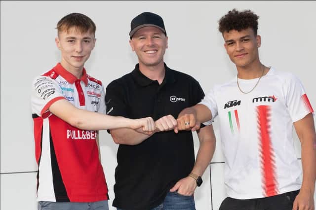 Scott Ogden is pictured above (left) with Michael Laverty (centre) and Josh Whatley who will also be joining the VisionTrack Honda team. Photo: Gold & Goose