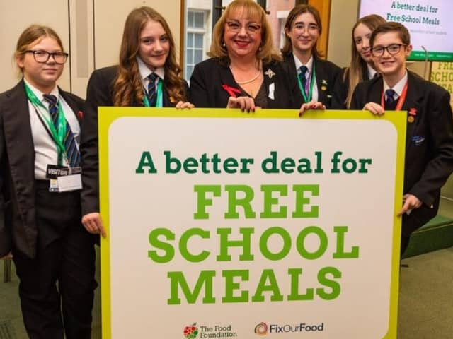 Sharon Hodgson MP with students from Sir Thomas Wharton Academy.