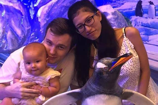 Callum Wainwright is battling the Home Office to let his family into Britain before the Coronavirus crisis traps him abroad. He is pictured with wife Wanalee, better known as Kae, and daughter Freyja