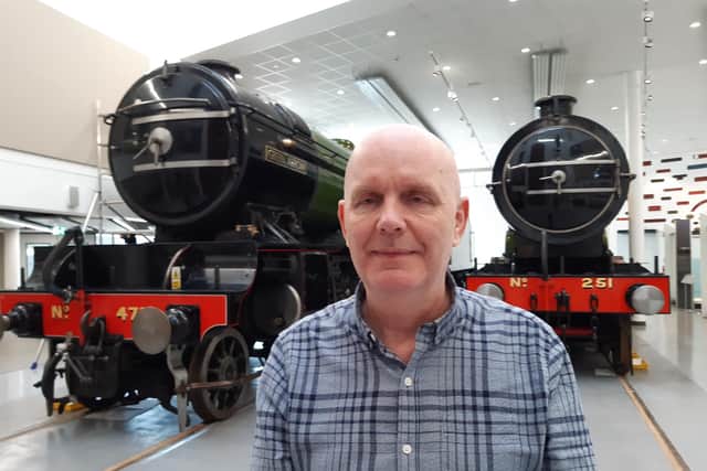 Bill McHugh in the rail heritage centre at Danum Gallery, Library and Museum