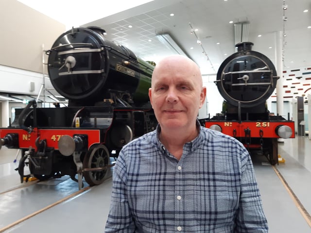 Bill McHugh in the rail heritage centre at Danum Gallery, Library and Museum