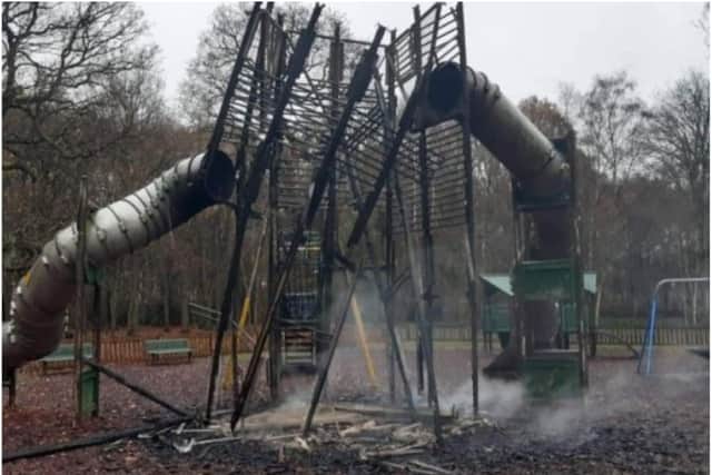 Sandall Beat Wood playground was destroyed by fire.