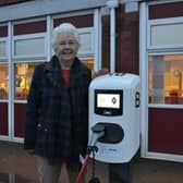 Doncaster mayor Ros Jones with one of the town's electric vehicle charging points