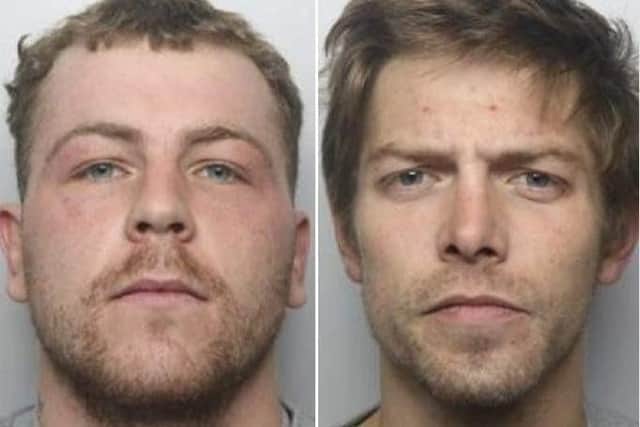 Pictured are Jordan Davies, aged 26, left, and Jacob Carroll, aged 27, right, both of no fixed abode, who were both found guilty at Sheffield Crown Court of the murder of teenager Joe Sarpong.