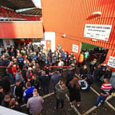 Rovers fans in the away end at The Valley. Picture: Gareth Williams/AHPIX