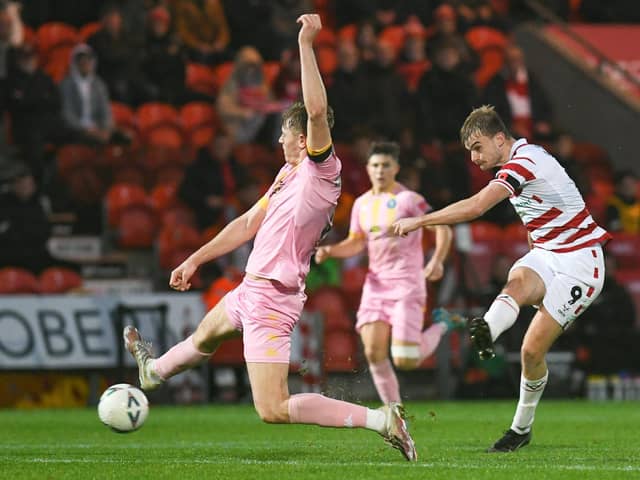 George Miller has a rare shot on goal. Picture: Liam Ford/AHPIX LTD