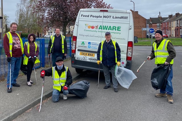 Volunteers picking litter in Mexborough on Saturday April 3