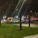 Trafford Way was closed for more than four hours on Saturday following the crash