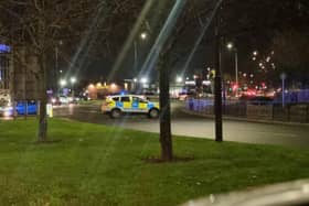 Trafford Way was closed for more than four hours on Saturday following the crash