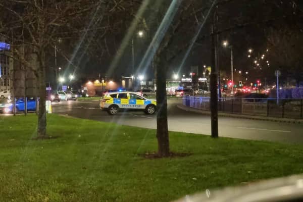 Trafford Way was closed for more than four hours on Saturday following the crash