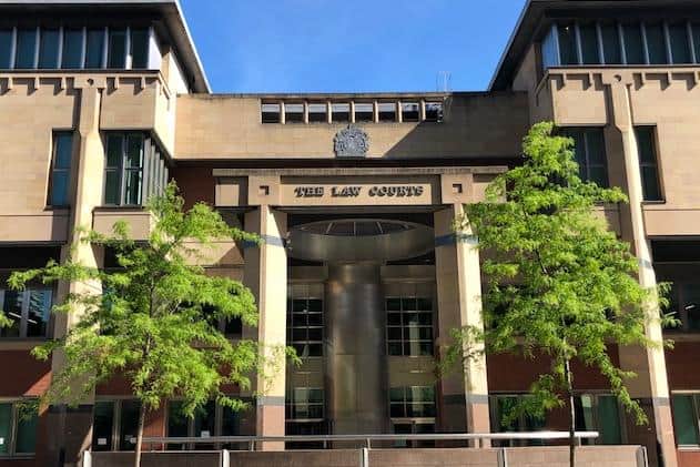 A thief has been given a two-year community order at Sheffield Crown Court, pictured, and been ordered to pay £1,000 in compensation after he stole an elderly workman's tools.
