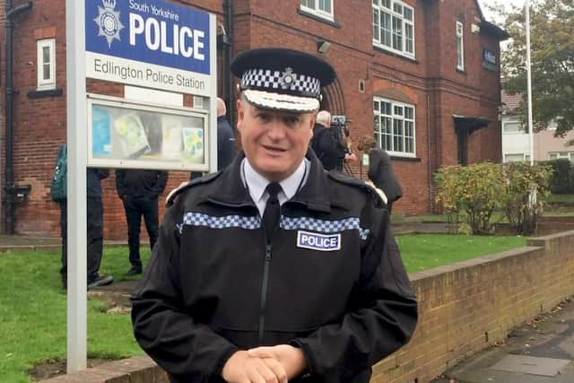 Chief Constable Stephen Watson outside a police station in Edlington which re-opened at the end of last year