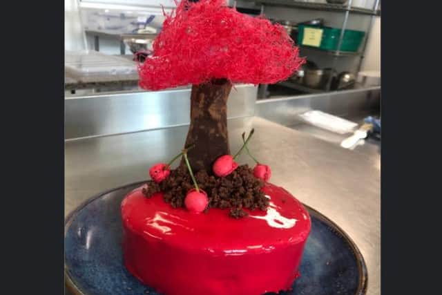 Adam Barratt is one of 20 finalists for the nationwide competition, Young Pastry Chef of the Year 2021. This was his creation