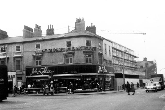 Our picture shows John Collier tailors with building work on the Doncaster Arndale Centre in the background