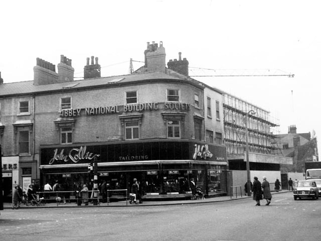 Our picture shows John Collier tailors with building work on the Doncaster Arndale Centre in the background