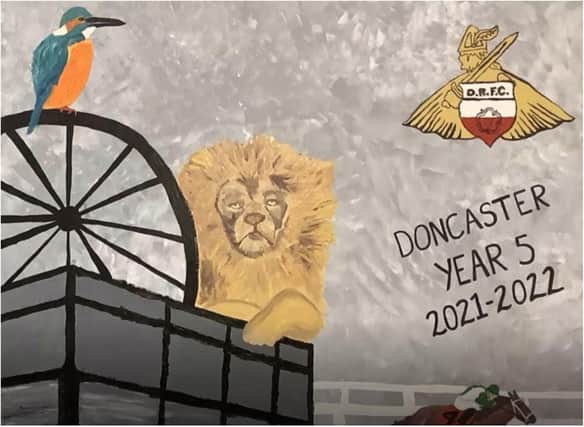 The mural captures aspects of Doncaster's history.