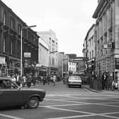 Both St Sepulchre Gate and Baxtergate were open to vehicles when this photo was taken in 1976. Ratners, the jewellery chain is at Clock Corner