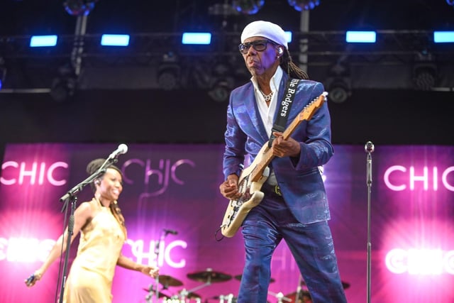 Nile Rodgers cut a dash in his trademark white beret.