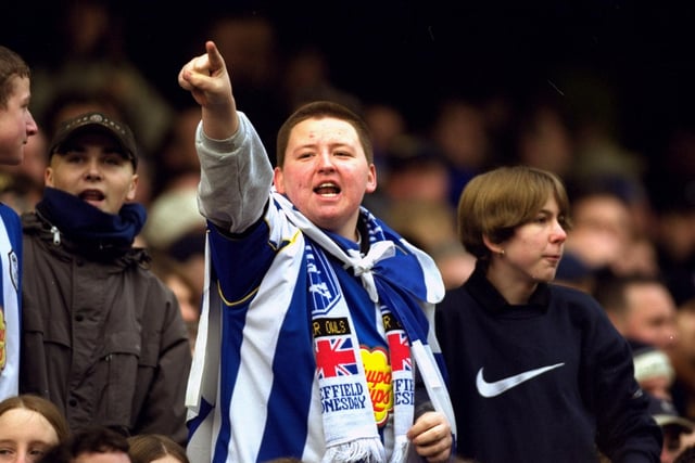 A Wednesday fan at the Steel City derby at Bramall Lane in December 2000.
