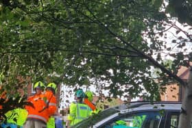 Emergency services are at the scene on Thorne Road.