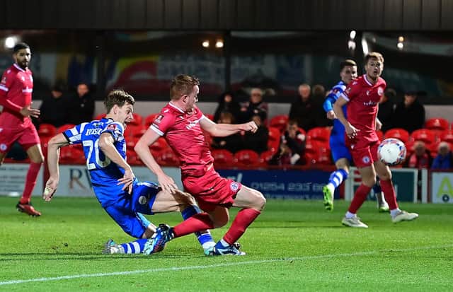 Doncaster Rovers' Joe Ironside slots home the winning goal at Accrington Stanley in the FA Cup Second Round Replay last month. (Picture Howard Roe/AHPIX LTD)