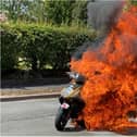 Cameron's bike was destroyed in an inferno. (Photo: Cameron Hill).