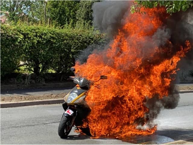 Cameron's bike was destroyed in an inferno. (Photo: Cameron Hill).