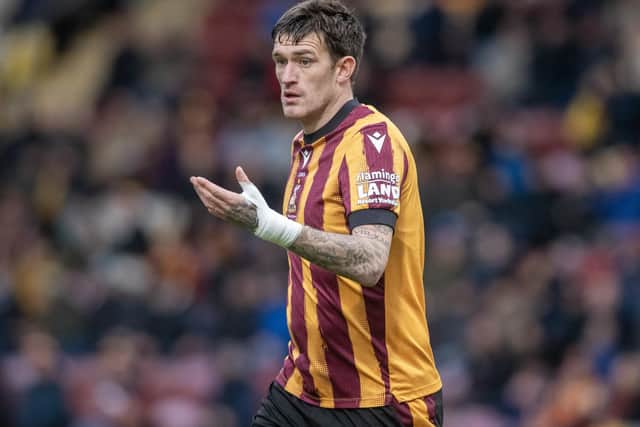 Bradford City v Swindon Town.
Bantams Andy Cook.
Photograph by Tony Johnson. 14th December 2024