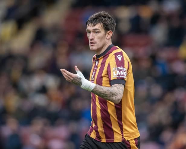 Bradford City v Swindon Town.
Bantams Andy Cook.
Photograph by Tony Johnson.  14th December 2024