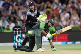 Umar Amin, pictured in action for Pakistan in a T20 international against New Zealand in 2018, has signed for Doncaster Town. Photo: MICHAEL BRADLEY/AFP via Getty Images