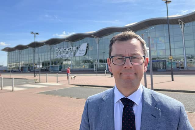 Don Valley MP Nick Fletcher outside Doncaster Sheffield Airport