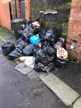 Rubbish left outside homes in Hexthorpe.