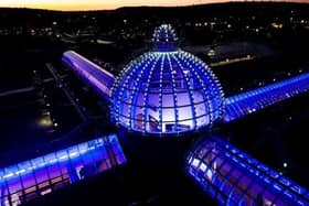 Meadowhall shopping centre turns blue in honour of Captain Sir Tom Moore and the healthcare workers he supported during the Covid pandemic