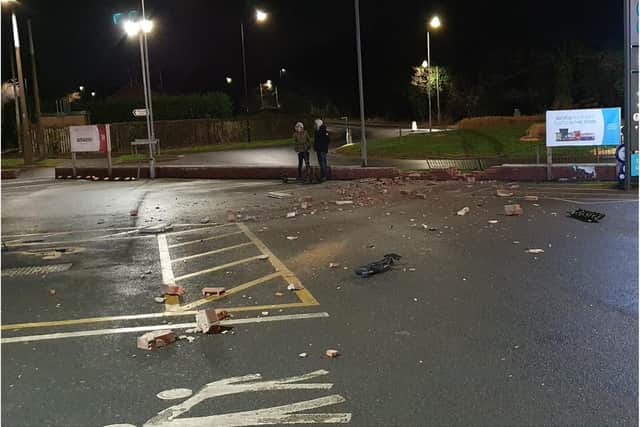The scene of devastation in the Co-op car park in Cantley.